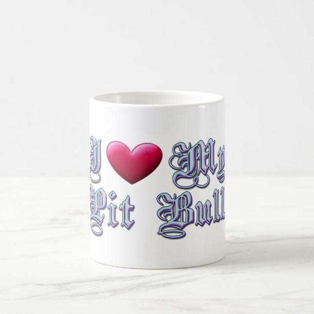I coeur ma tasse de pitbull (Centre)