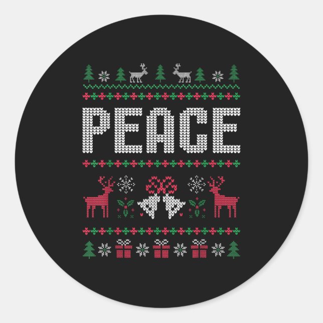 I Come In Peace Christmas Xmas Reindeer Holiday Co Classic Round Sticker (Front)