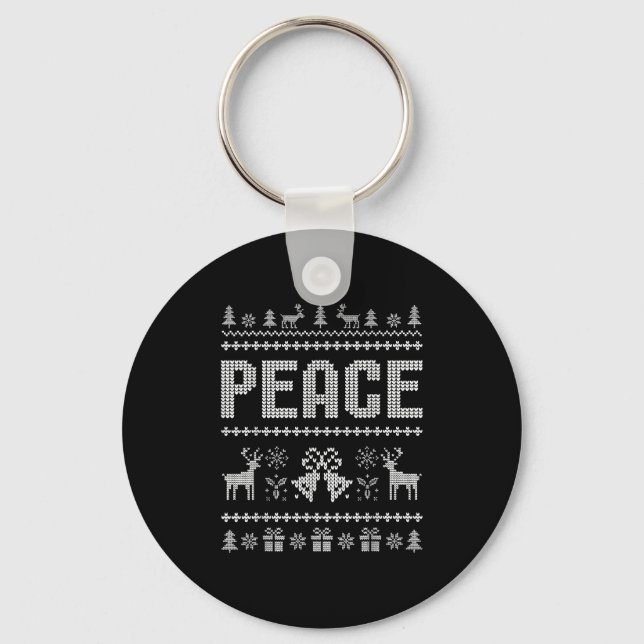 I Come In Peace Christmas Xmas Reindeer Holiday Co Keychain (Front)