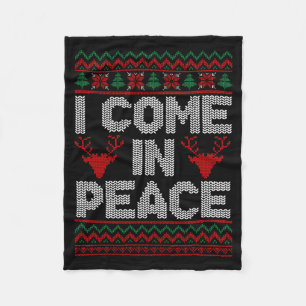 I Come In Peace Couple Matching Christmas Ugly Swe Fleece Blanket