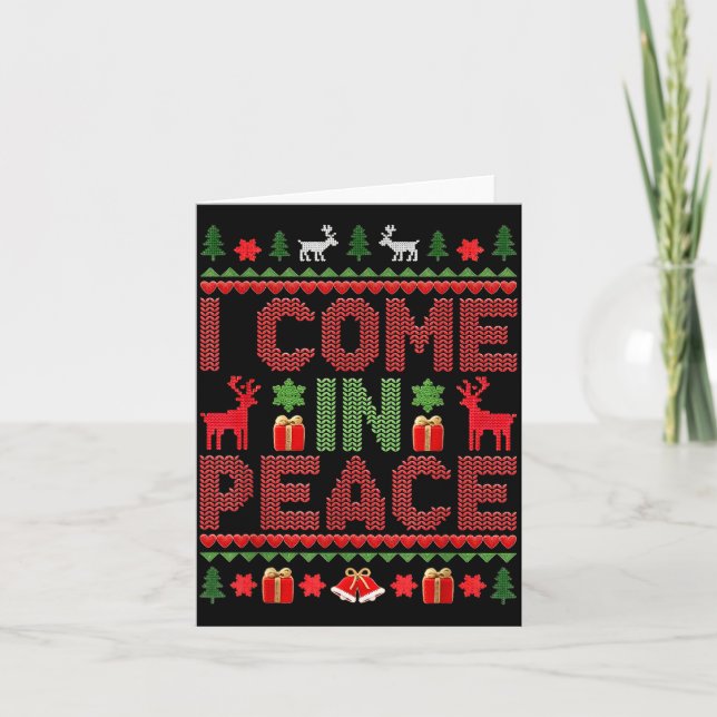 I Come In Peace Couple Matching Ugly Christmas Swe Card (Front)