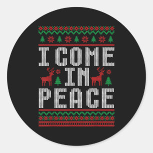 I Come In Peace Couple Matching Ugly Christmas Swe Classic Round Sticker