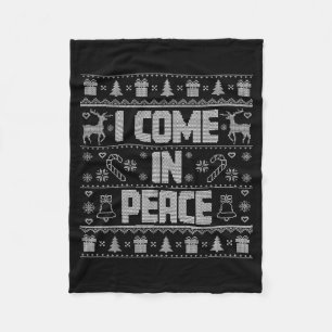 I Come In Peace Couple Matching Ugly Christmas Swe Fleece Blanket