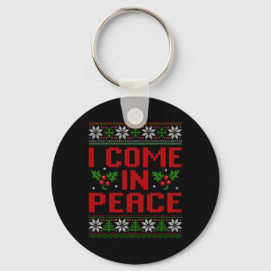 I Come In Peace Couple Matching Ugly Christmas Swe Keychain