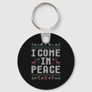 I Come In Peace Couple Matching Ugly Christmas Swe Keychain