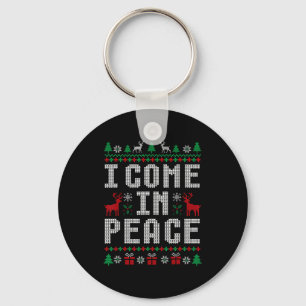 I Come In Peace Couple Matching Ugly Christmas Swe Keychain
