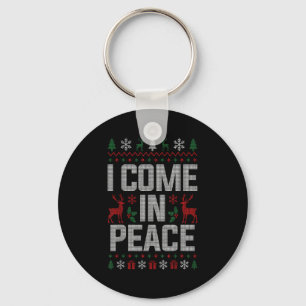 I Come In Peace Couple Matching Ugly Christmas Swe Keychain