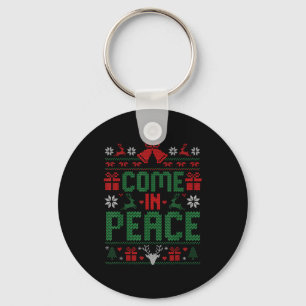 I Come In Peace Couple Matching Ugly Christmas Swe Keychain