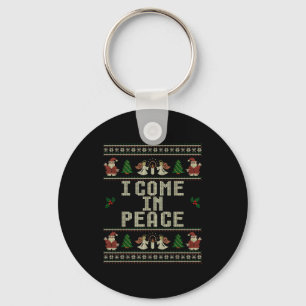 I Come In Peace Couple Matching Ugly Christmas Swe Keychain