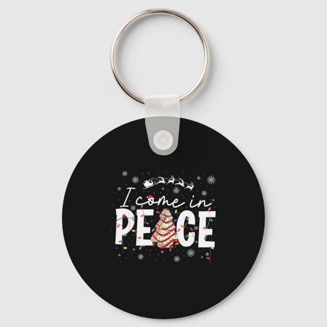 I Come In Peace Couple Matching Ugly Christmas Swe Keychain (Front)