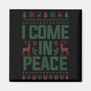 I Come In Peace Couple Matching Ugly Christmas Swe Magnet