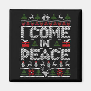 I Come In Peace Couple Matching Ugly Christmas Swe Magnet