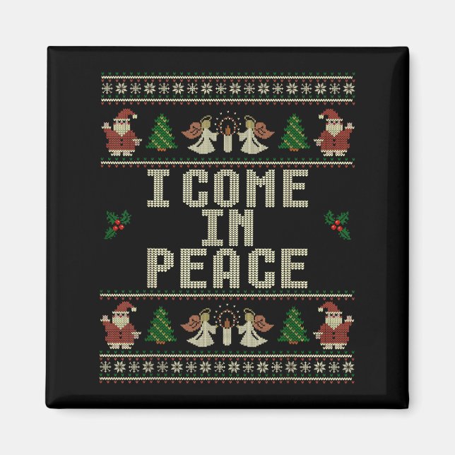 I Come In Peace Couple Matching Ugly Christmas Swe Magnet (Front)