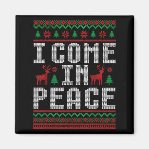 I Come In Peace Couple Matching Ugly Christmas Swe Magnet