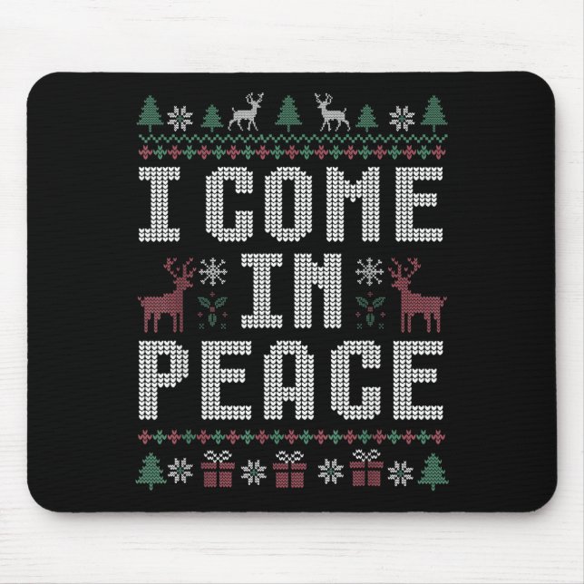 I Come In Peace Couple Matching Ugly Christmas Swe Mouse Pad (Front)