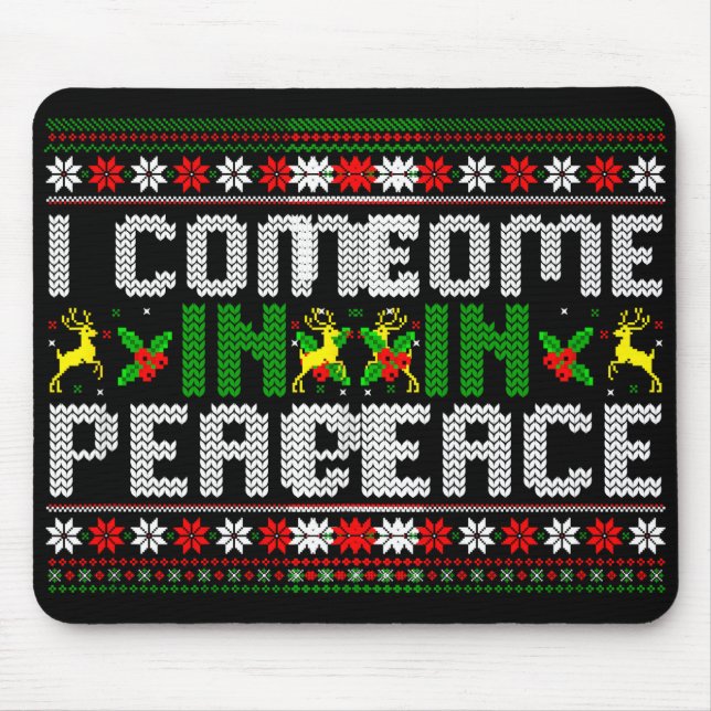 I Come In Peace Couple Matching Ugly Christmas Swe Mouse Pad (Front)