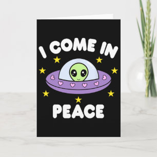 I Come In Peace Funny Spaceship Alien Couples Matc Card