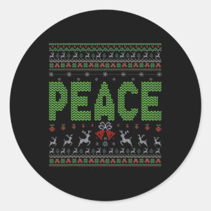 I Come In Peace I'm Peace Matching Ugly Christmas  Classic Round Sticker