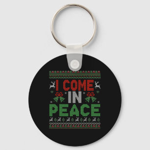 I Come In Peace I'm Peace Matching Ugly Christmas Keychain