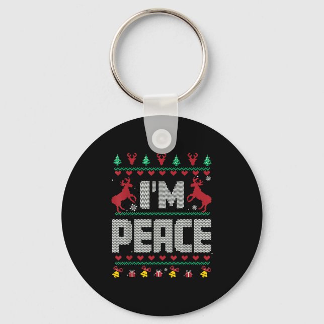 I Come In Peace - I'm Peace Xmas Matching Couples  Keychain (Front)