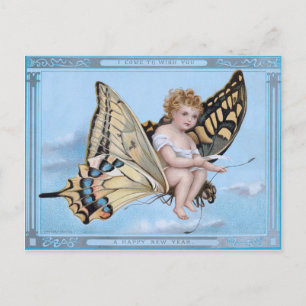 I come to wish you- Happy NEW YEAR Holiday Postcard
