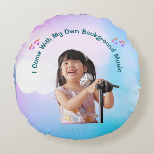 I Come With My Own Background Music Round Pillow