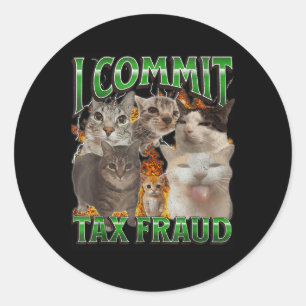 I Commit Tax Fraud Funny Offensive Cat Meme Bootle Classic Round Sticker