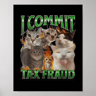 I Commit Tax Fraud Funny Offensive Cat Meme Bootle Poster