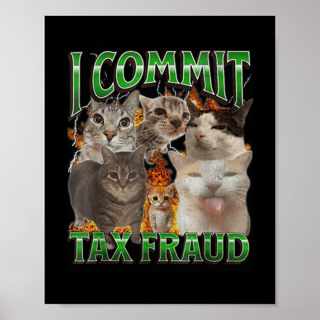 I Commit Tax Fraud Funny Offensive Cat Meme Bootle Poster (Front)