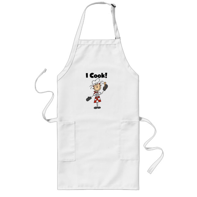I Cook - Female Chef Long Apron (Front)