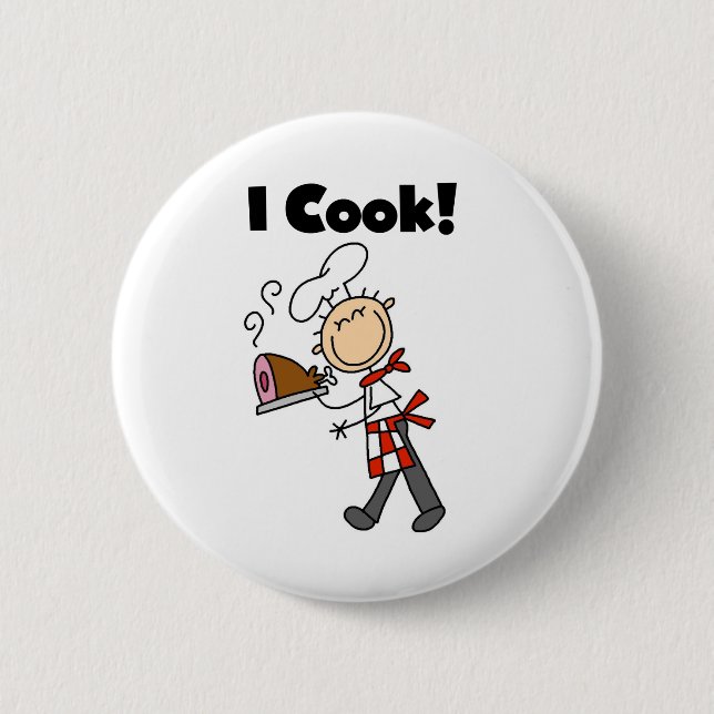 I Cook - Male Chef 2 Inch Round Button (Front)
