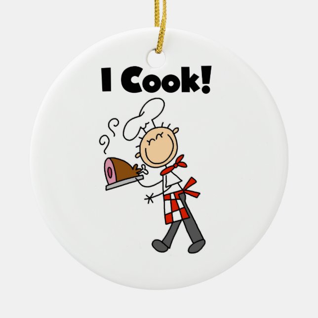 I Cook - Male Chef Ceramic Ornament (Front)