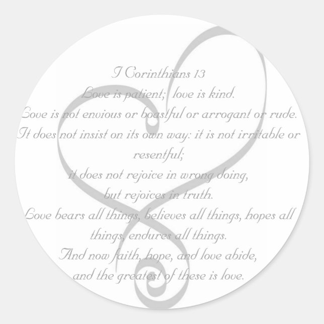 I Corinthians 13 Love/Wedding Sticker (Front)