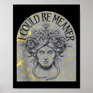 I Could Be Meaner Women Men Cat Kitty Meow Hallowe Poster