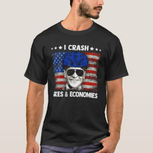 I Crash Bikes And Economies Funny Bicycle Accident T-Shirt