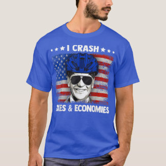 I Crash Bikes And Economies Funny Bicycle Accident T-Shirt