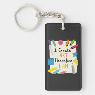I Create Art Message with Colourful Stationery Keychain
