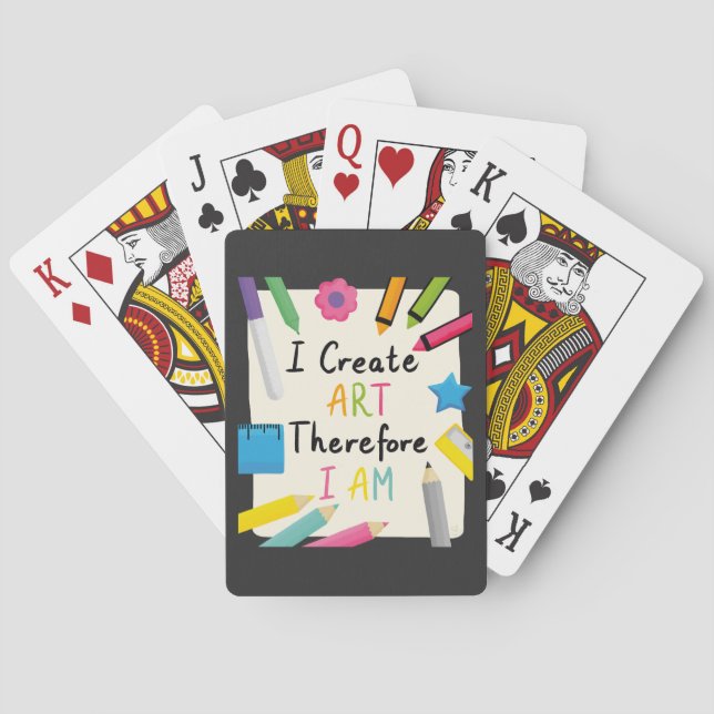 I Create Art Message with Colourful Stationery  Playing Cards (Back)