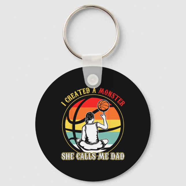 I Created A Monster She Call Me Dad Bysketbyll Fat Keychain (Front)