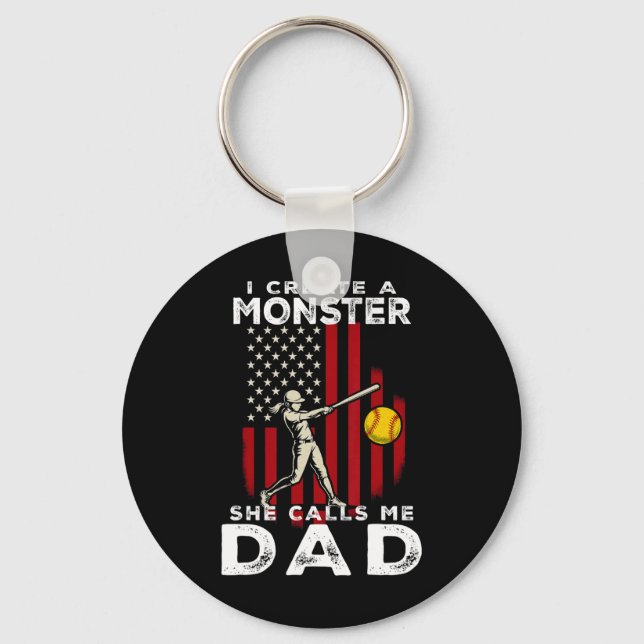 I Created A Monster She Calls Me Dad Softll Father Keychain (Front)