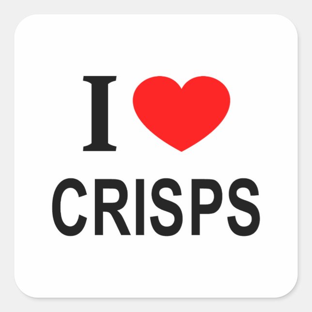 I ❤️ CRISPS I LOVE CRISPS I HEART CRISPS SQUARE STICKER (Front)