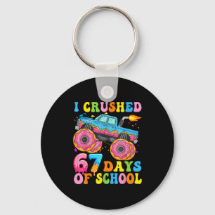 I Crush 67 Days Of School Monster Truck Funny 67 B Keychain