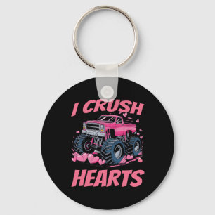 I Crush Heart Valentine Day Monster Truck Lover Gi Keychain