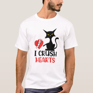 I Crush Hearts Funny Black Cats Valentine Cat Crus T-Shirt