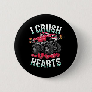 I Crush Hearts Monster Truck Funny Valentines Day  2 Inch Round Button