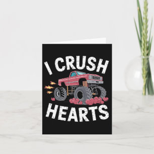 I Crush Hearts Monster Truck Funny Valentines Day  Card