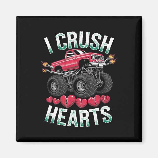 I Crush Hearts Monster Truck Funny Valentines Day  Magnet (Front)