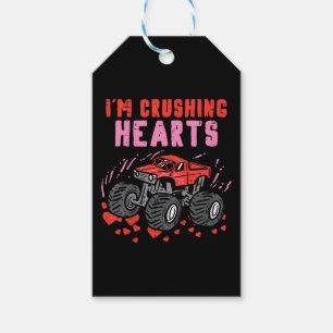 I Crush Hearts Monster Truck Toddler Boys Valentin Gift Tags