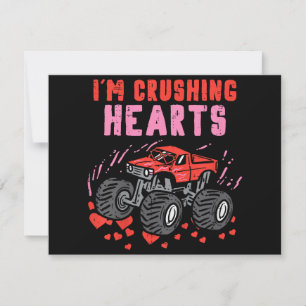 I Crush Hearts Monster Truck Toddler Boys Valentin Holiday Card