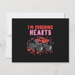 I Crush Hearts Monster Truck Toddler Boys Valentin RSVP Card